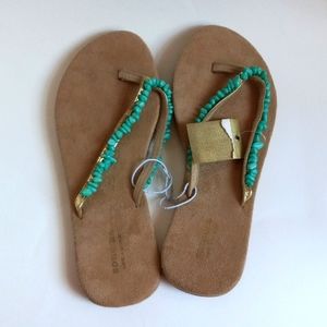 SONOMA TAN & GREEN SANDALS